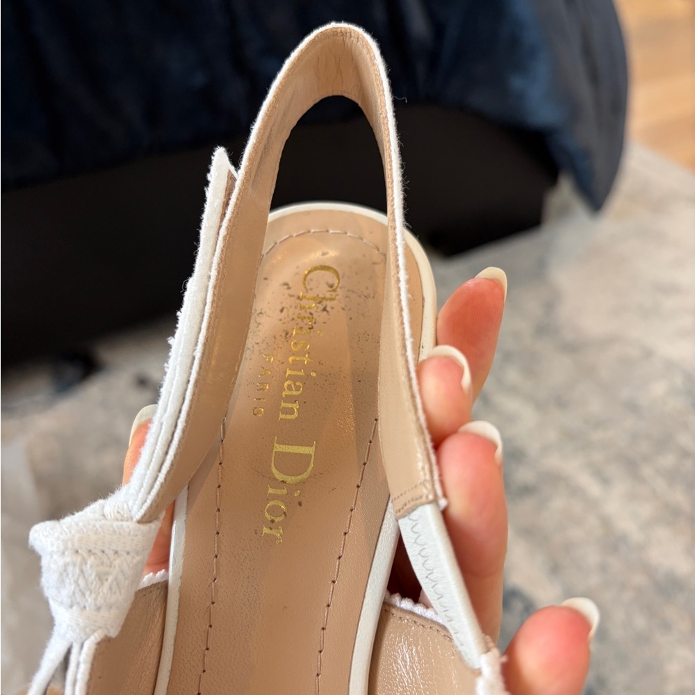 J’Adior sling back pump white cotton embroidery - Picture 4 of 15